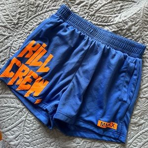 Kill Crew MUAY THAI SHORTS (MID THIGH CUT) - BLUE / ORANGE